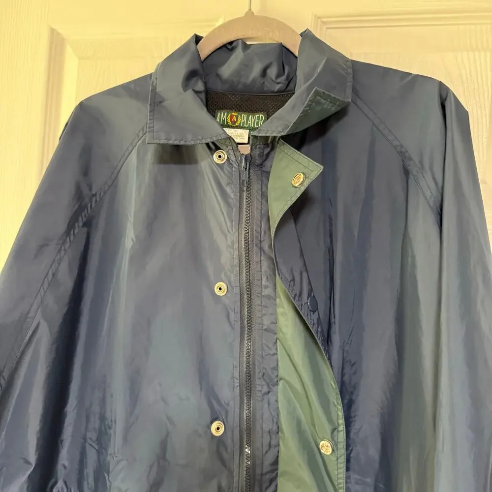 AM Player Men's Blue Navy Zip/ Snap Windbreaker Jacket Size XL